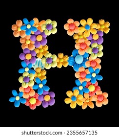 Vector element is a letter. Floral letter made of plasticine, airy design in pastel shades. Alphabetic letter G, Classic font