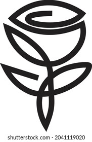 logotipo de elemento vector flor rosa lineal en el estilo de minimalismo
