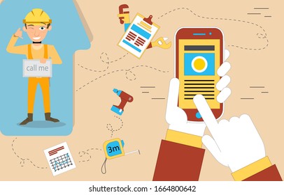 Vector element of mobile App with brown background