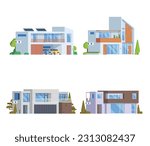 Vector element modern house buildings collection. villa. Flat design concept for city illustration. contemporary house
