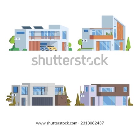 Vector element modern house buildings collection. villa. Flat design concept for city illustration. contemporary house