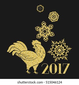 Vector element for New Year's design. Image of 2017 year of Red Rooster. Chinese calendar for the year of rooster.