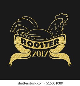 Vector element for New Year's design. Image of 2017 year of Red Rooster. Chinese calendar for the year of rooster.