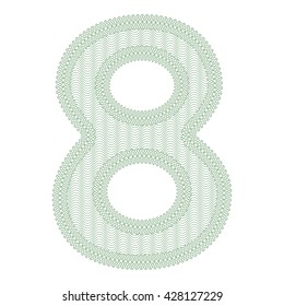 Vector element - number eight - wave texture and contour. Use for diploma, certificate, voucher, wish cards etc. Eps 10.