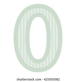 Vector element - number zero - wave texture and contour. Use for diploma, certificate, voucher, wish cards etc. Eps 10.