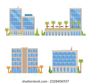 Vector element of office buildings for city illustration flat design style.
