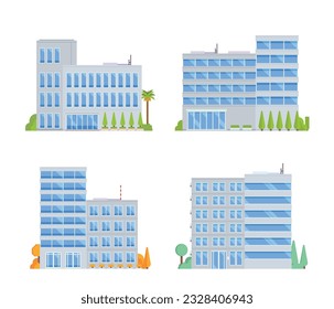 Vector element of office buildings for city illustration flat design style.