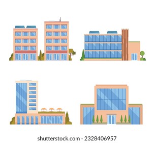 Vector element of office buildings for city illustration flat design style.