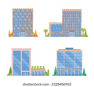 Vector element of office buildings for city illustration flat design style.