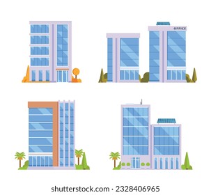 Vector element of office buildings for city illustration flat design style.