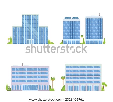 Vector element of office buildings for city illustration flat design style.
