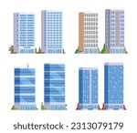 Vector element office buildings collection. High rise. Flat design concept for city illustration