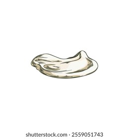 Vector element with an organic gel with a delicate texture on a white background. A black and white sketch of a cosmetic product for skin, body and hair care.