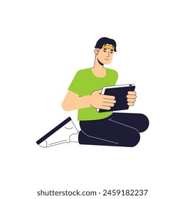 vector element of people playing with gadgets gadget