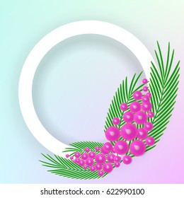 Vector element of pink fluffy mimosa tree brunch for Mother day or Woman celebration day greeting card or poster.  