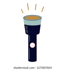 Vector element. Pocket flashlight. Concept of hiking, tourism, camping. 