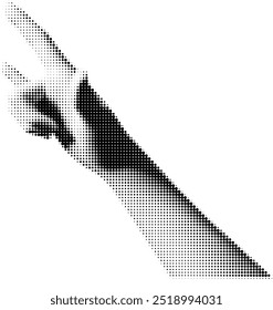 Vector element in retro halftone style. Human hand gesturing with halftone dotted pattern. Pop art paper cut elements.