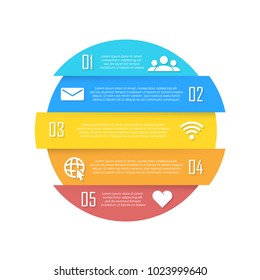Vector element for round infographic. Business concept can be used for chart, brochure, diagram and web design. Circle template with 5 elements.