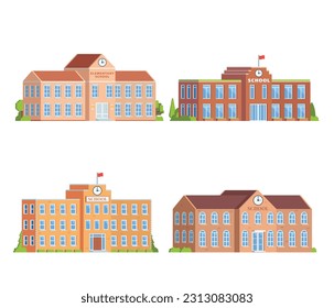 Vector element school buildings collection. Flat design concept for city illustration