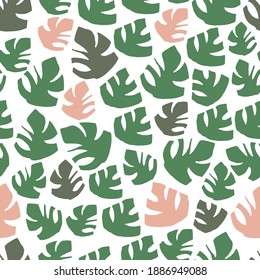 Vector element of seamless pattern. Paper design. Green leaves