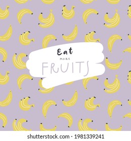 Vector element of seamless pattern. Simplified bananas on lilac background