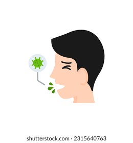 Vector element of a Sickness man coughing because of Virus infected.