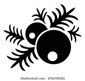Vector element silhouette single Christmas balls Xmas tree silhouette on a white background