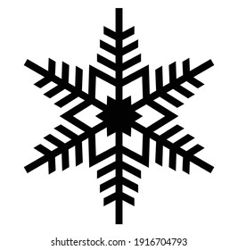 Vector element silhouette single Christmas snowflake snow Xmas on a white background