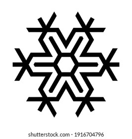 Vector element silhouette single Christmas snowflake snow Xmas on a white background