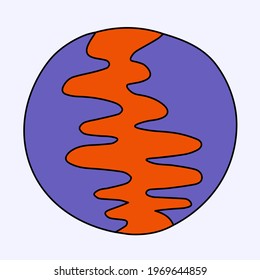 vector element - stripes of shapes of different colors.Ellipse with a gradient of lines.Hippie fragment in the style of the 60s and 70s.Groove shapes.Rainbow sphere for design.gasoline and acid stain