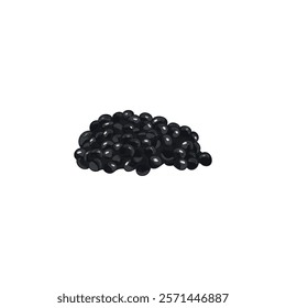 Vector element in the style of a hand-drawn drawing with black sturgeon caviar on a white background for decorating a restaurant menu with gourmet delicacies