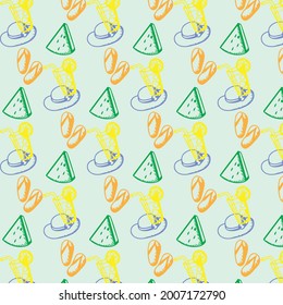 vector element summer pattern slates hat watermelon and lemonade