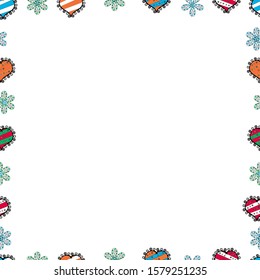 Vector element template. Illustration in black, white and orange colors. Seamless pattern. Frame doodle.