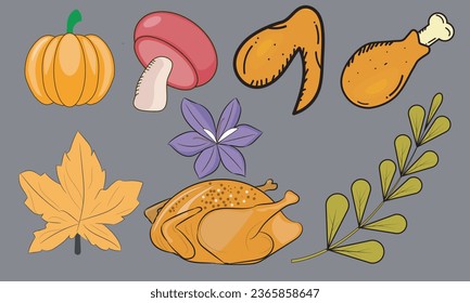 Vector element thanksgiving day. vector thanksgiving day label collection in hand drawn style.