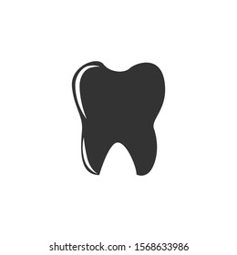 Vector Element of Tooth Medical Icon Black On White Background - Health Symbol Illustration