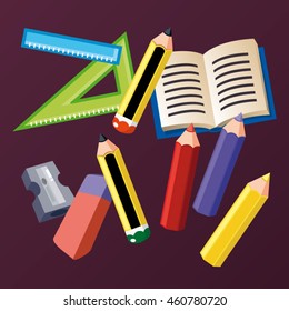 Vector elementary school items icons collection