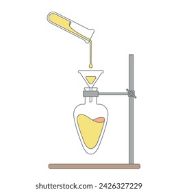 Vector elements. A chemical experiment. Medical research. Mixing of substances. Scientific laboratory experience with chemical reagents.