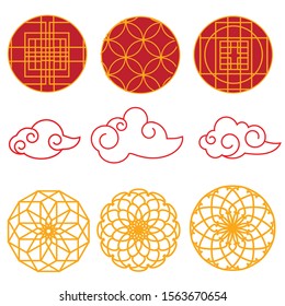 Vector Elements for Chinese design. Patterns and clouds