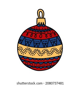 Vector elements. Christmas tree decoration. Symbol of new year celebration. Line art style.
