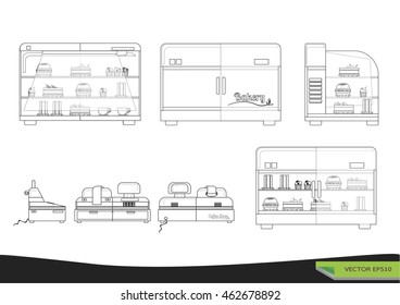 Vector elements of coffee shop machine.