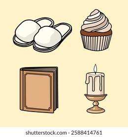 Vector Elements Collection of Cozy and Relaxing Essentials