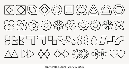 Vector elements. Collection of geometric shapes, abstract shapes, and unique. Features various geometric designs, abstract patterns, and creative. Black shapes, vector element set.