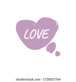 Vector elements, Creative vector illustration of chat words bubbles, hand drawn cloud, comic style banner isolated on background. Speech bubbles. Vector graphics, dialog heart shaped cloud with text.