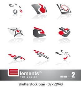 VECTOR Elements for Design - 9 Abstract 3D Pieces - Set 2
