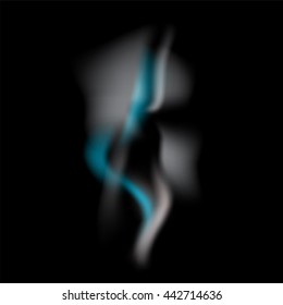 Vector elements for design. Smoke, northern light, clouds random elements on black background for banner, card, poster, identity, web design. Abstract art element