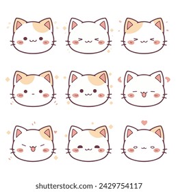 vector elements emote collection of cute cat character expressions