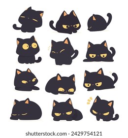 vector elements emote collection of cute cat character expressions