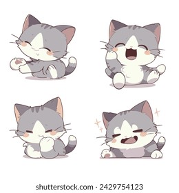 vector elements emote collection of cute cat character expressions