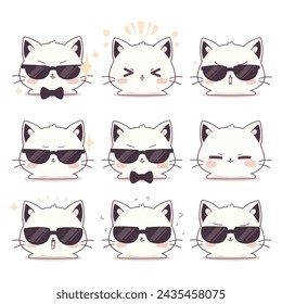 vector elements emote collection of cute cat character expressions