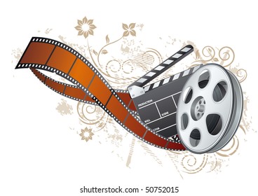 vector elements of the film theme, beautiful floral background